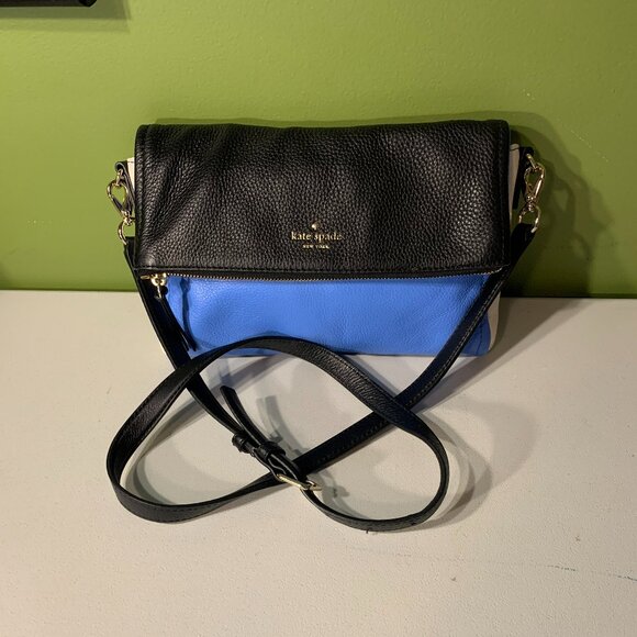 kate spade Handbags - Kate Spade Black, Blue & White color-blocked folder over Crossbody